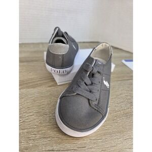 Polo Ralph Lauren Gray Canvas Sneakers Shoes Size 6-gray Shoe For Boys Size 6
